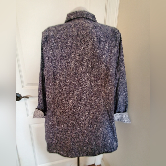 Chaps navy and white paisley shirt - Picture 2 of 4